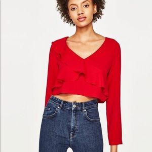 Zara Trafaluc Collection Red Crop Top